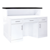 Lux BW Stripes Reception Desk (Light Curved)
